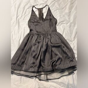 NEW Bebe Lace Back Metallic Stripe Dress